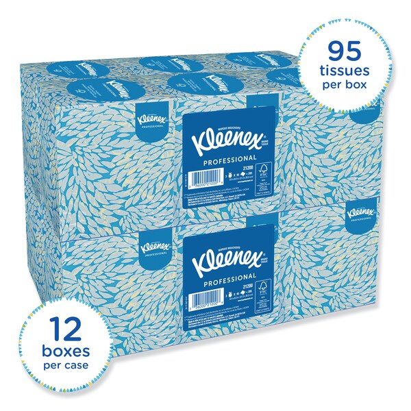 Kleenex Boutique White Facial Tissue, 2-Ply, Pop-Up Box, 95 Sheets/Box, PK36 KCC 21200